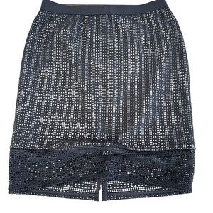 🦚NWT Ann Taylor Black W/ Beige Crochet Pencil Skirt